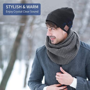 Beanie med Bluetooth 5.0 hovedtelefoner og mikrofon Mørkegrå