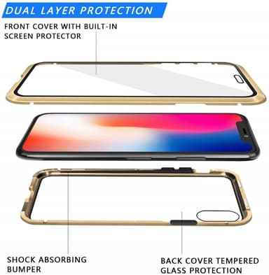 INF iPhone X/XS cover med skærmbeskytter Guld