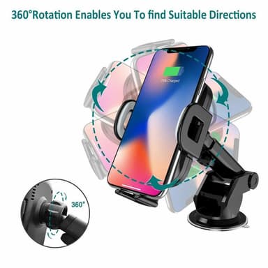 Trådløs Qi-oplader mobilholder til bilen - hurtig opladning af IR-sensor