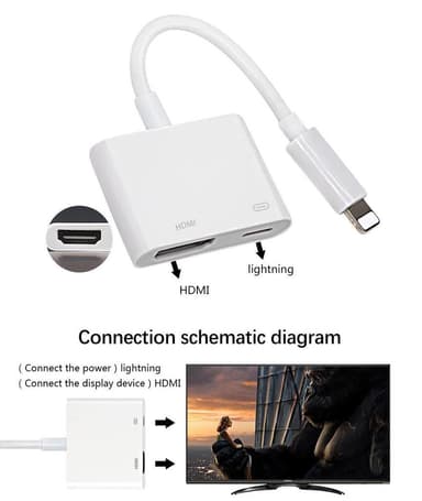 Lightning adapter til HDMI med gennemgående opladning
