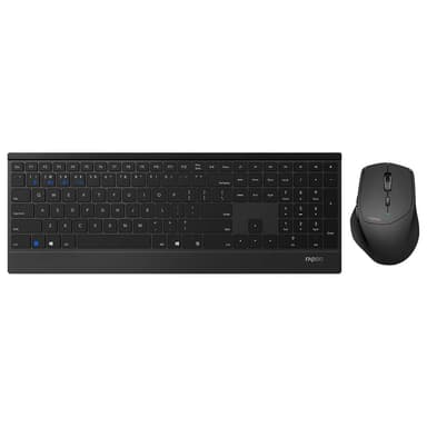 RAPOO Keyboard/Mus Nordisk Layout 9500M Multi-Mode Trådløs Sort