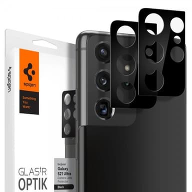 Spigen Samsung Galaxy S21 Ultra Kameralinsskydd Glas.tR Optik 2-pack Svart