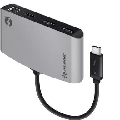 Alogic Thunderbolt 3 Dual DisplayPort dock (grå)