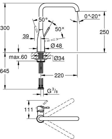 Grohe Essence blandingsbatteri med 1/2" tud (cool sunrise)