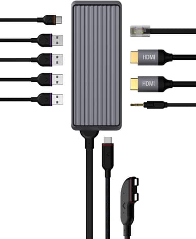Unisynk 10 Port Dual Screen Hub adapter til Mac (space grey)
