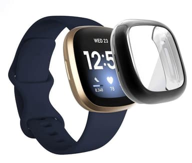 Fitbit Versa 3 Hærdet glas skærmbeskytter etui Black