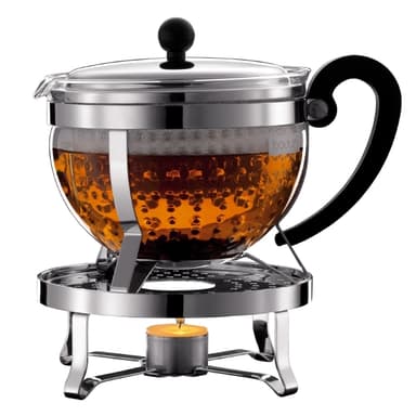 Bodum Tekande med plast filter og låg i stål 1.3 l inkl. tevarmer CHAMBORD SET