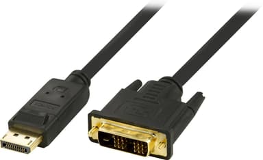 DELTACO DisplayPort til DVI-skærmkabel, 20-pin ha - ha 1m, sort