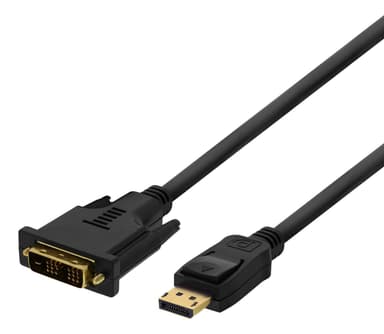 DELTACO DisplayPort til DVI-skærmkabel, 20-pin ha - ha 3m, sort