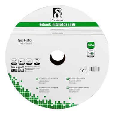 DELTACO S / FTP Cat6a installationskabel, til udendørs brug, 305m, sort