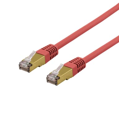 DELTACO S/FTP Cat6a patch cable, delta cert, LSZH, 1m, red
