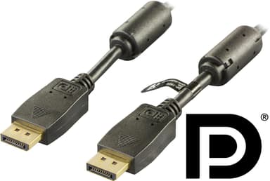 DELTACO PRME DisplayPort skærmkabel, Ultra HD i 60Hz, 1m, sort
