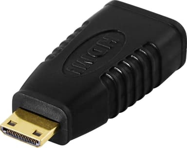 DELTACO HDMI-adapter, mini HDMI-stik til HDMI-stik, 19-polet, forgyldt