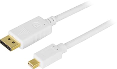 DELTACO DisplayPort til Mini DisplayPort-kabel, 20-p ha - ha, 2 m, hvid