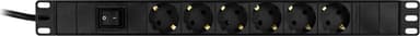 DELTACO grenstik, 6xCEE 7/4, 1xCEE 7/7, afbryder, 3 m kabel, sort