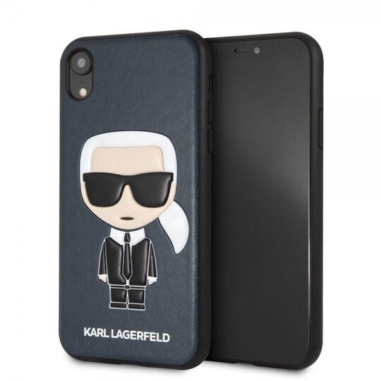 Karl Lagerfeld iPhone Xr Cover Hård Plastikik Ikonik Karl Mørkeblå