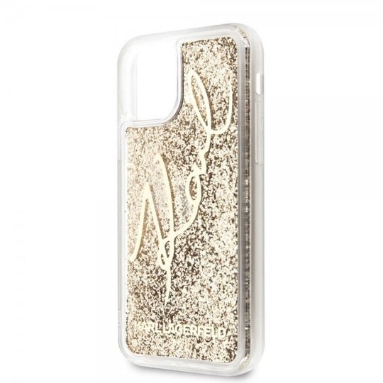 Karl Lagerfeld iPhone 11 Cover Glitter Signature Cover Guld
