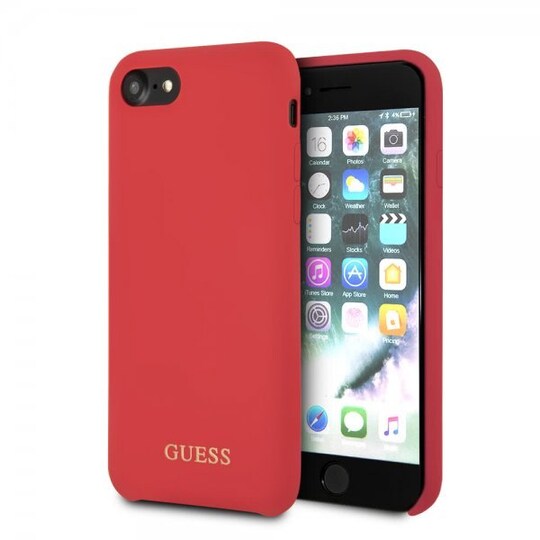 Guess iPhone 7/8/SE Cover Silikoneei Logo Rød