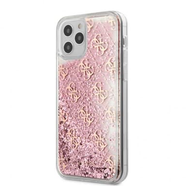 Guess iPhone 12 Pro Max Cover Liquid Glitter Lyserød