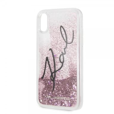Karl Lagerfeld iPhone Xr Cover Hård Plastikik Signatur Lilla Glitter Transparent