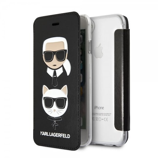 Karl Lagerfeld iPhone 7/8/SE Etui med Kortholder Karl och Choupette Sort