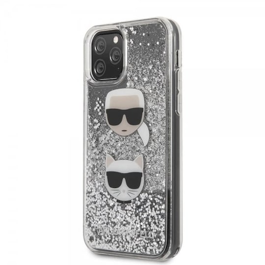 Karl Lagerfeld iPhone 11 Pro Cover Karl & Choupette Glitter Sølv