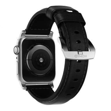 NOMAD Apple Watch 44/42mm Armbånd Traditional Strap Sølv/Sort