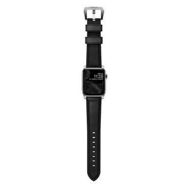 NOMAD Apple Watch 44/42mm Armbånd Traditional Strap Sølv/Sort