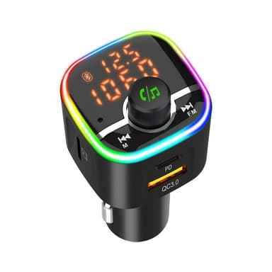 FM-sender USB MP3 Bluetooth 5.0 til bilen Sort