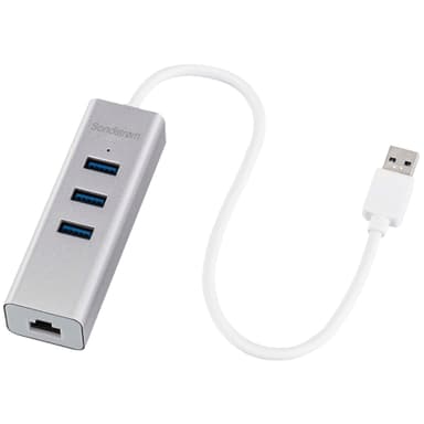 Sandstrøm USB 3.0 hub med Gigabit LAN port