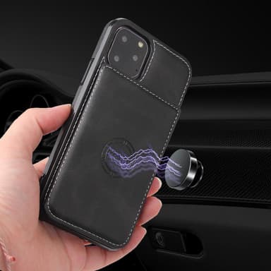 iPhone 12 Mini cover / etui med kortholder Sort