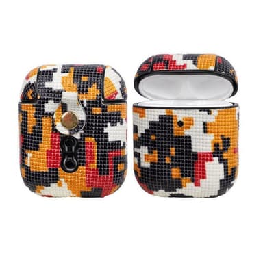 Airpods taske - Pixel mønster sort / rød / gul / hvid