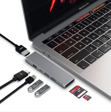 Dobbelt USB-C Thunderbolt 3 Multiport-adapter 7 porte