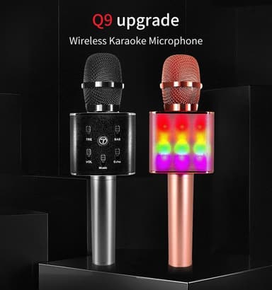 Karaoke mikrofon trådløs med Bluetooth-højttaler Sort
