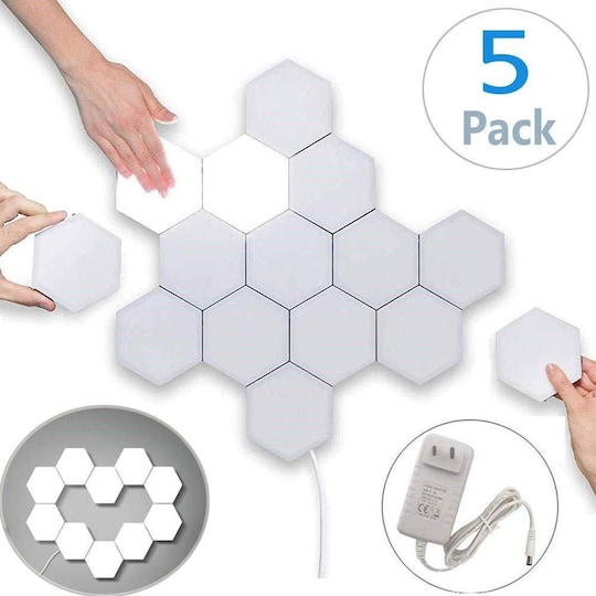 LED vægbelysning Hexagon med touch - 5 stk