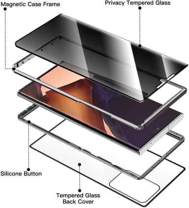 Mobilcover Samsung Galaxy Note 20 Ultra i hærdet glas / magnetisk sort