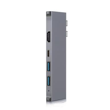 Dobbelt USB-C Thunderbolt 3 Multiport-adapter 7 porte