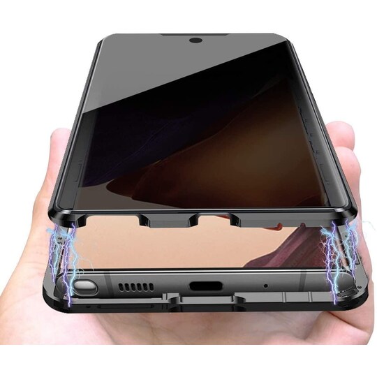 Mobilcover Samsung Galaxy Note 20 Ultra i hærdet glas / magnetisk sort