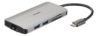 8-i-1 USB-C-hub med HDMI / Ethernet / kortlæser / strømforsyning