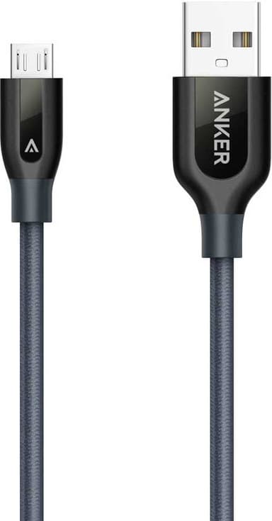 Anker PowerLine Plus USB-A til microUSB 0,9 m opladerkabel (grå)