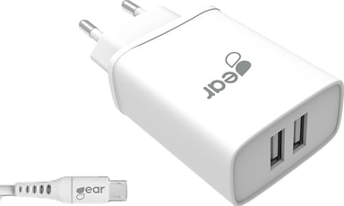 Gear 220V MicroUSB dobbelt vægoplader 665094