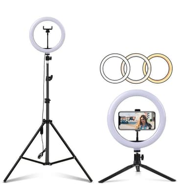 LED ringlampe med holder til mobil stativ og gulvstativ 30cm 12 tommer diameter 10 trin dæmpbar tre lys position selfi lampe ring lampe