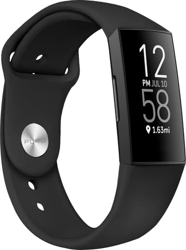 Puro Icon sportsrem i silikone til Fitbit Charge 4/3 (sort)