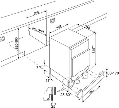 Smeg fryser U8F082DF1 indbygget