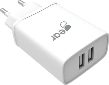Gear 220V USB-A dobbelt vægoplader 665095
