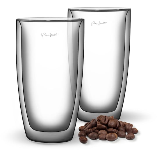 LAMART Latte Glass 2-pakke, 380 ml, dobbeltvægget borosilikatglas