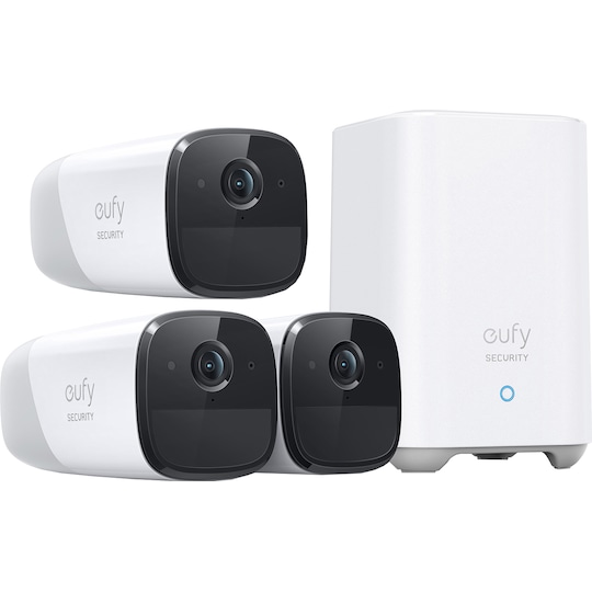 Faktisk Ray pølse Eufy Cam 2 Pro 3-pakk+Eufy Security HomeBase 2 smart-overvågningsssæt |  Elgiganten