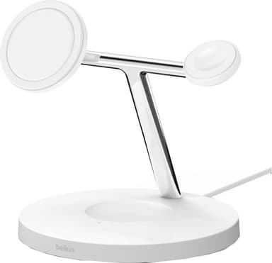 Belkin Boost Charge Pro 3-i-1 trådløs oplader med MagSafe 15W (hvid)