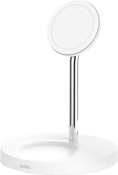 Belkin Boost Charge Pro 2-i-1 trådløs oplader med MagSafe 15W (hvid)