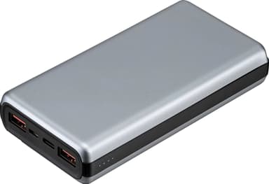 Sandstrøm 20.000mAh powerbank i aluminium med PD og QC (grå)